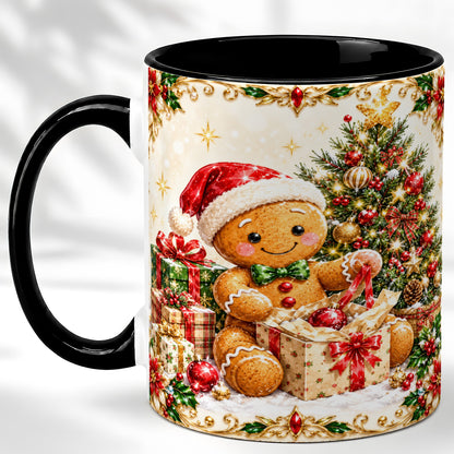 #pl[11oz|Black] Gingerbread Christmas Coffee Mug, Holiday Gingerbread Mug, Ceramic Cup