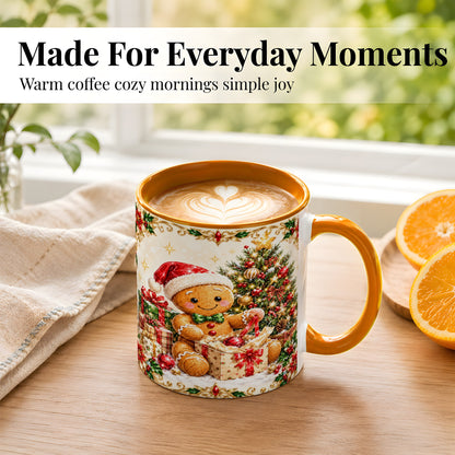 #pl[11oz|Orange] Gingerbread Christmas Coffee Mug, Holiday Gingerbread Mug, Ceramic Cup