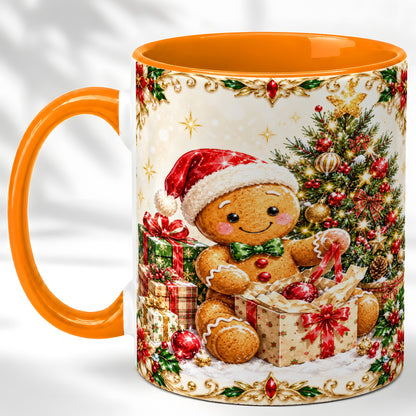 #pl[11oz|Orange] Gingerbread Christmas Coffee Mug, Holiday Gingerbread Mug, Ceramic Cup