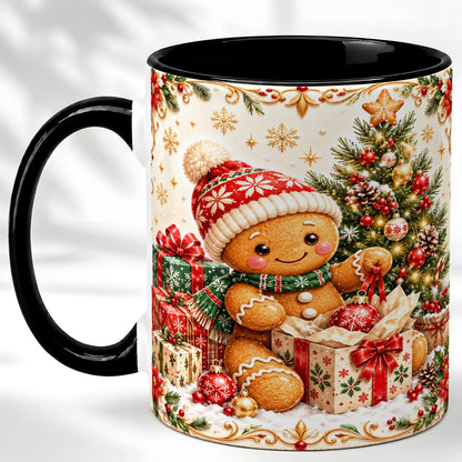 #pl[11oz|Black] Cozy Gingerbread Coffee Mug, Christmas Cookie Mug, Ceramic Cup