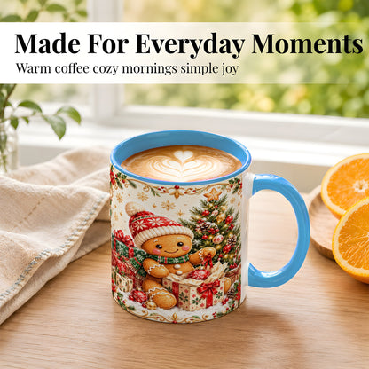 #pl[11oz|Blue] Cozy Gingerbread Coffee Mug, Christmas Cookie Mug, Ceramic Cup