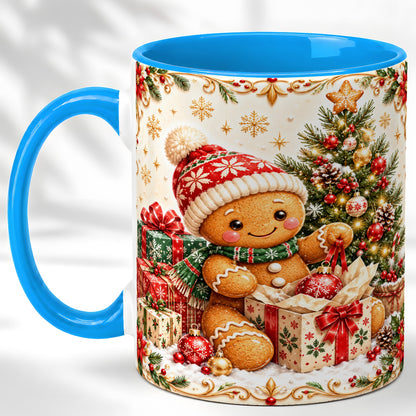 #pl[11oz|Blue] Cozy Gingerbread Coffee Mug, Christmas Cookie Mug, Ceramic Cup
