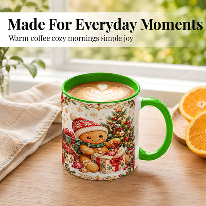 #pl[11oz|Green] Cozy Gingerbread Coffee Mug, Christmas Cookie Mug, Ceramic Cup
