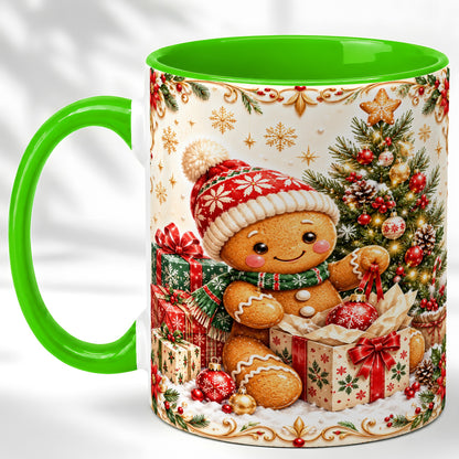 #pl[11oz|Green] Cozy Gingerbread Coffee Mug, Christmas Cookie Mug, Ceramic Cup