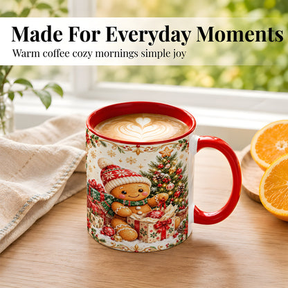 #pl[11oz|Red] Cozy Gingerbread Coffee Mug, Christmas Cookie Mug, Ceramic Cup