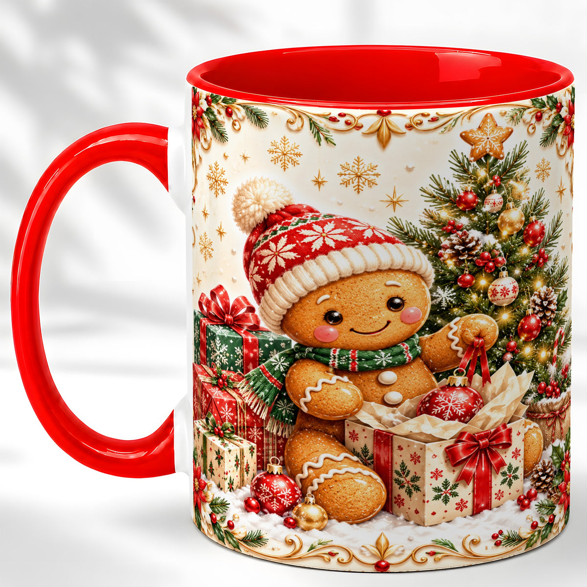 Cozy Gingerbread Coffee Mug, Christmas Cookie Mug, Ceramic Cup