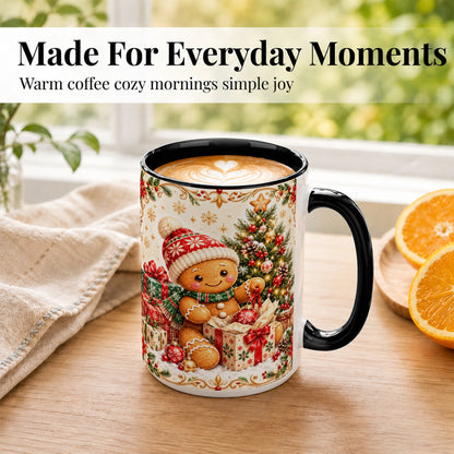 #pl[15oz|Black] Cozy Gingerbread Coffee Mug, Christmas Cookie Mug, Ceramic Cup