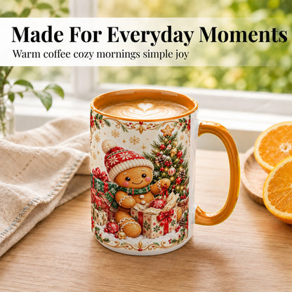 #pl[15oz|Orange] Cozy Gingerbread Coffee Mug, Christmas Cookie Mug, Ceramic Cup