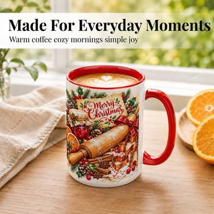 #pl[15oz|Red] Christmas Baking Coffee Mug, Holiday Kitchen Mug, Ceramic Cup