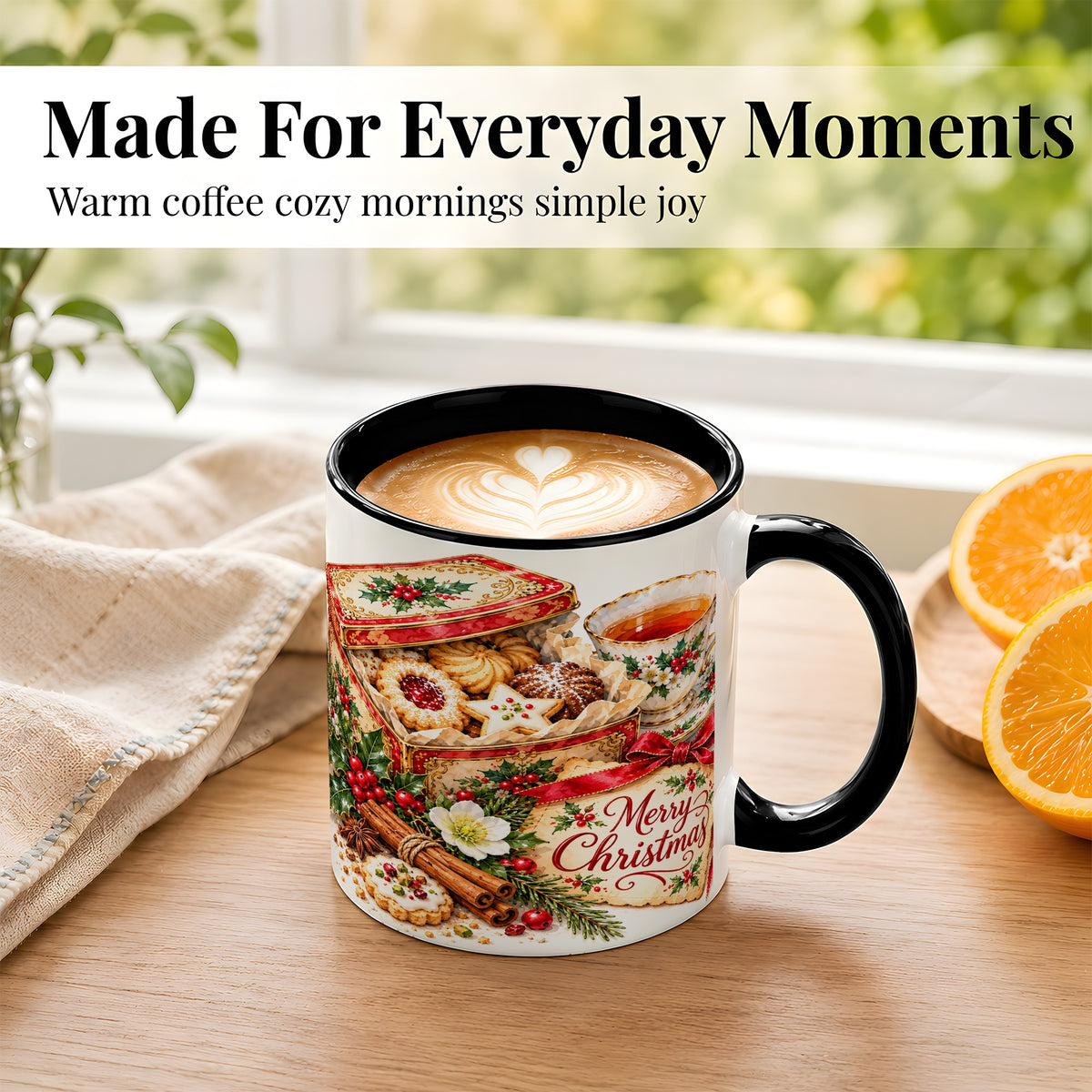 #pl[11oz|Black] Christmas Tea Coffee Mug, Holiday Cookie Mug, Ceramic Cup