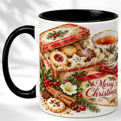 #pl[11oz|Black] Christmas Tea Coffee Mug, Holiday Cookie Mug, Ceramic Cup