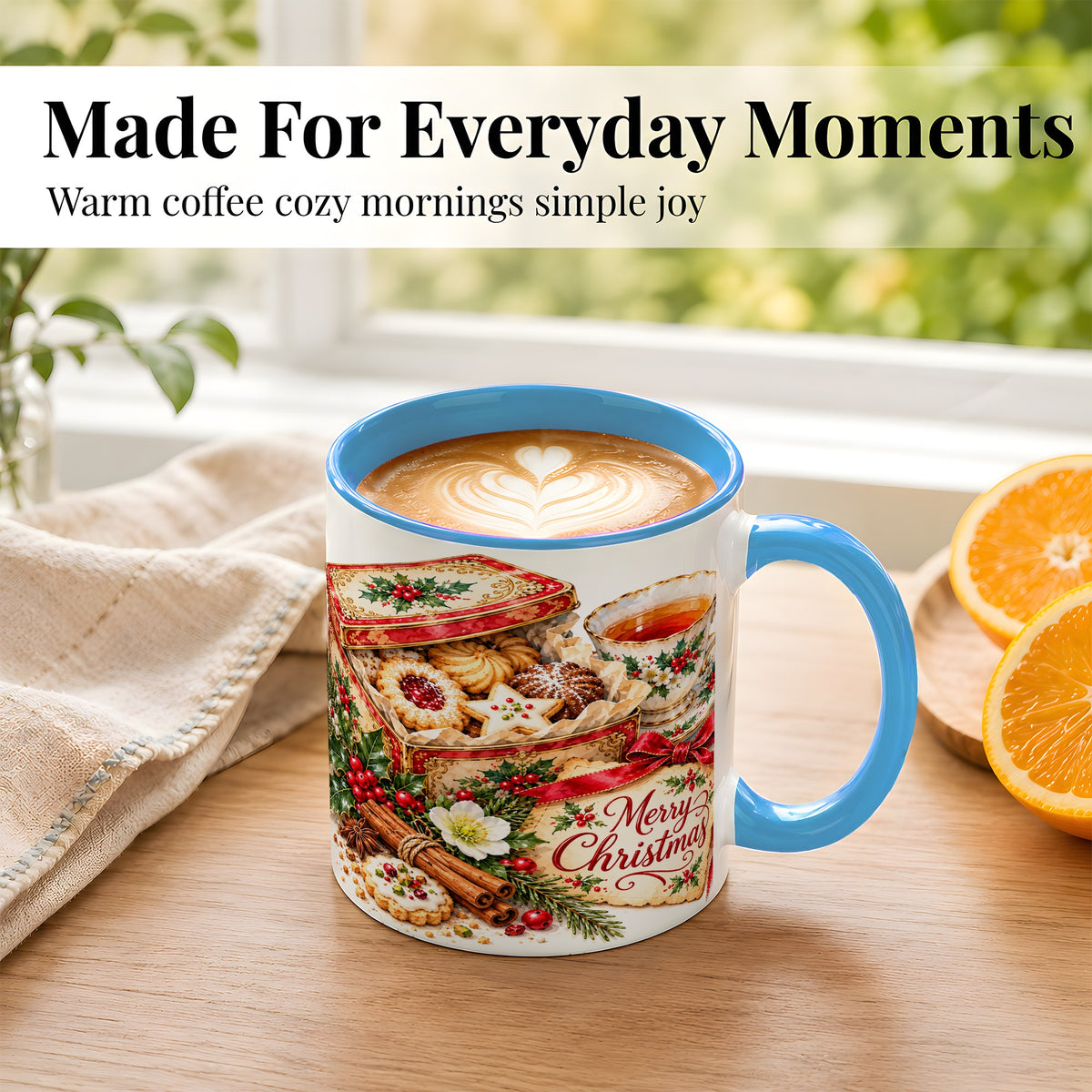 #pl[11oz|Blue] Christmas Tea Coffee Mug, Holiday Cookie Mug, Ceramic Cup
