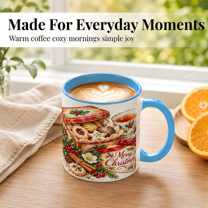 #pl[11oz|Blue] Christmas Tea Coffee Mug, Holiday Cookie Mug, Ceramic Cup