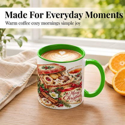 #pl[11oz|Green] Christmas Tea Coffee Mug, Holiday Cookie Mug, Ceramic Cup