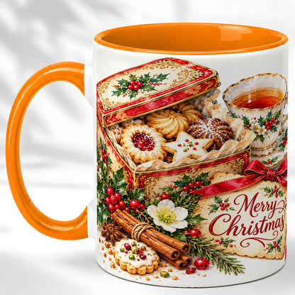 #pl[11oz|Orange] Christmas Tea Coffee Mug, Holiday Cookie Mug, Ceramic Cup