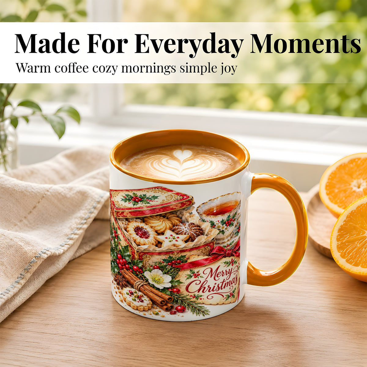 #pl[11oz|Orange] Christmas Tea Coffee Mug, Holiday Cookie Mug, Ceramic Cup