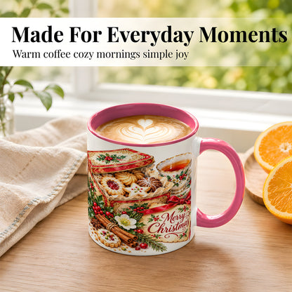#pl[11oz|Pink] Christmas Tea Coffee Mug, Holiday Cookie Mug, Ceramic Cup