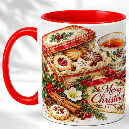 Christmas Tea Coffee Mug, Holiday Cookie Mug, Ceramic Cup