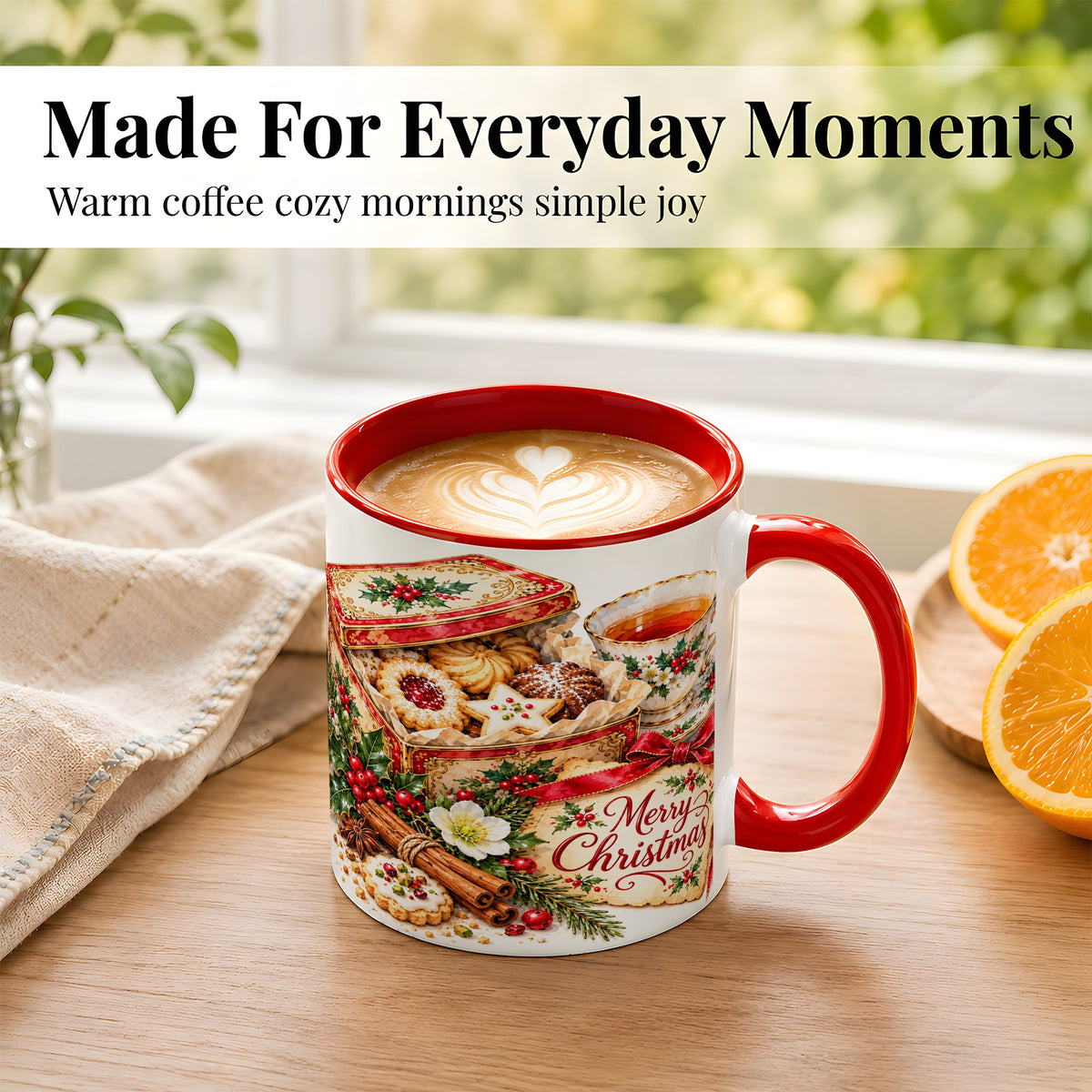#pl[11oz|Red] Christmas Tea Coffee Mug, Holiday Cookie Mug, Ceramic Cup