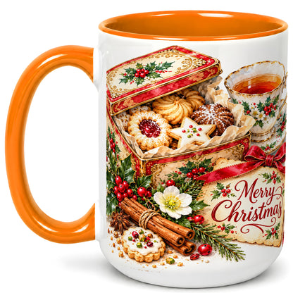 #pl[15oz|Orange] Christmas Tea Coffee Mug, Holiday Cookie Mug, Ceramic Cup