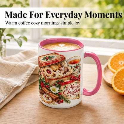 #pl[15oz|Pink] Christmas Tea Coffee Mug, Holiday Cookie Mug, Ceramic Cup