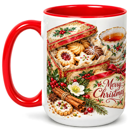 #pl[15oz|Red] Christmas Tea Coffee Mug, Holiday Cookie Mug, Ceramic Cup