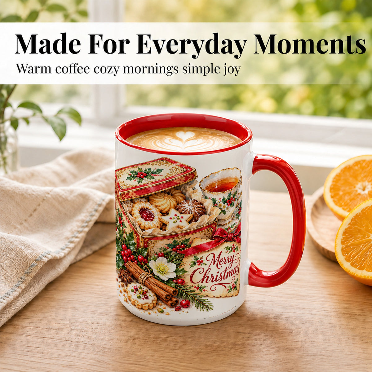 #pl[15oz|Red] Christmas Tea Coffee Mug, Holiday Cookie Mug, Ceramic Cup