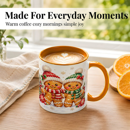#pl[11oz|Orange] Gingerbread Couple Coffee Mug, Christmas Cookie Mug, Ceramic Cup