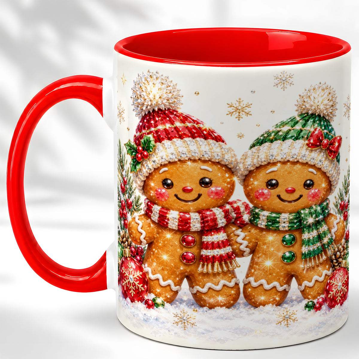 Gingerbread Couple Coffee Mug, Christmas Cookie Mug, Ceramic Cup