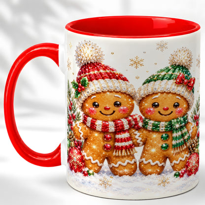 Gingerbread Couple Coffee Mug, Christmas Cookie Mug, Ceramic Cup