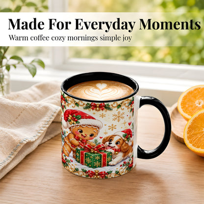 #pl[11oz|Black] Gingerbread Dog Christmas Coffee Mug, Holiday Friends Mug, Ceramic Cup