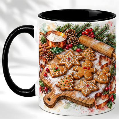 #pl[11oz|Black] Christmas Baking Coffee Mug, Gingerbread Cookie Mug, Ceramic Cup