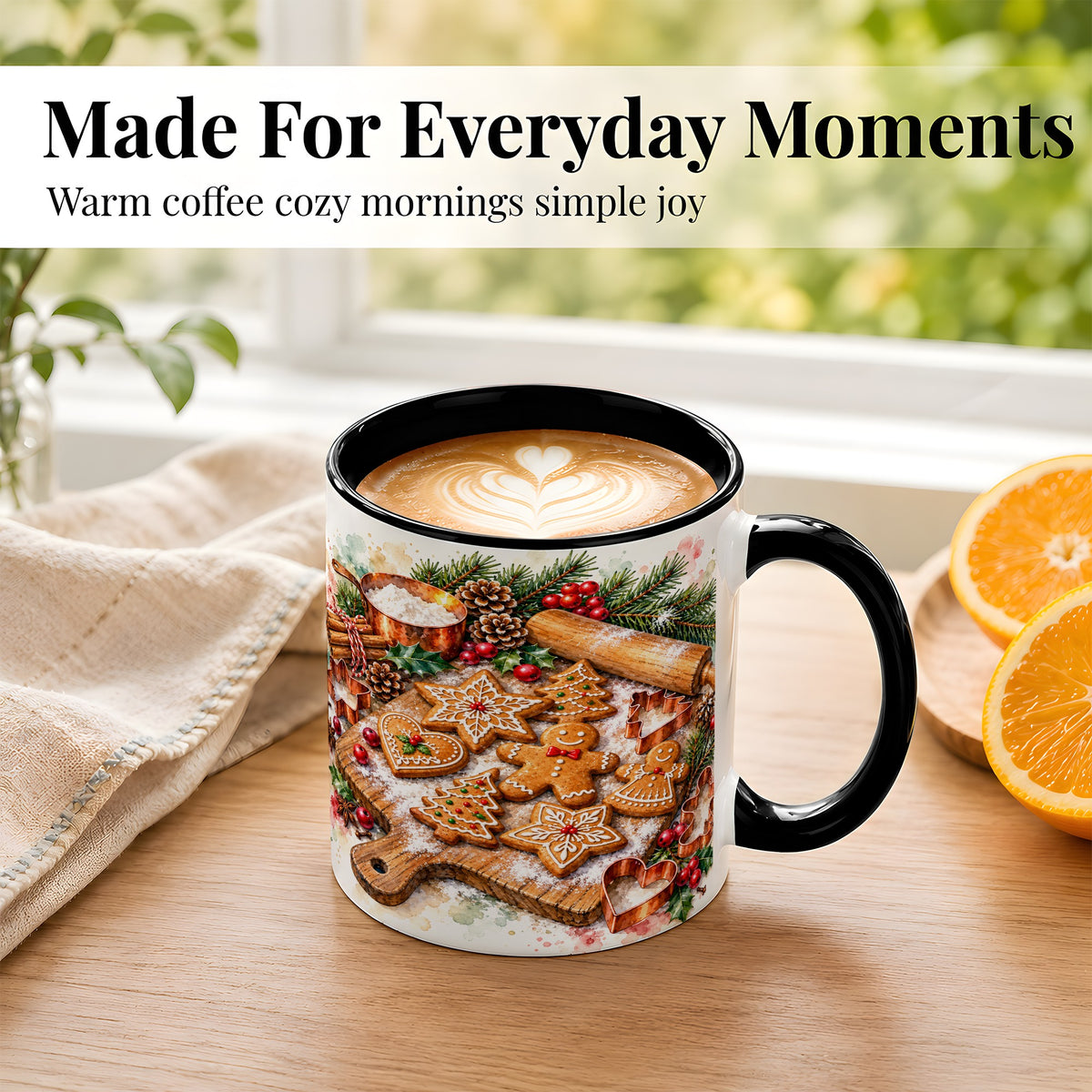 #pl[11oz|Black] Christmas Baking Coffee Mug, Gingerbread Cookie Mug, Ceramic Cup