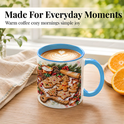 #pl[11oz|Blue] Christmas Baking Coffee Mug, Gingerbread Cookie Mug, Ceramic Cup