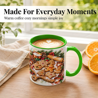 #pl[11oz|Green] Christmas Baking Coffee Mug, Gingerbread Cookie Mug, Ceramic Cup