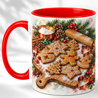 Christmas Baking Coffee Mug, Gingerbread Cookie Mug, Ceramic Cup