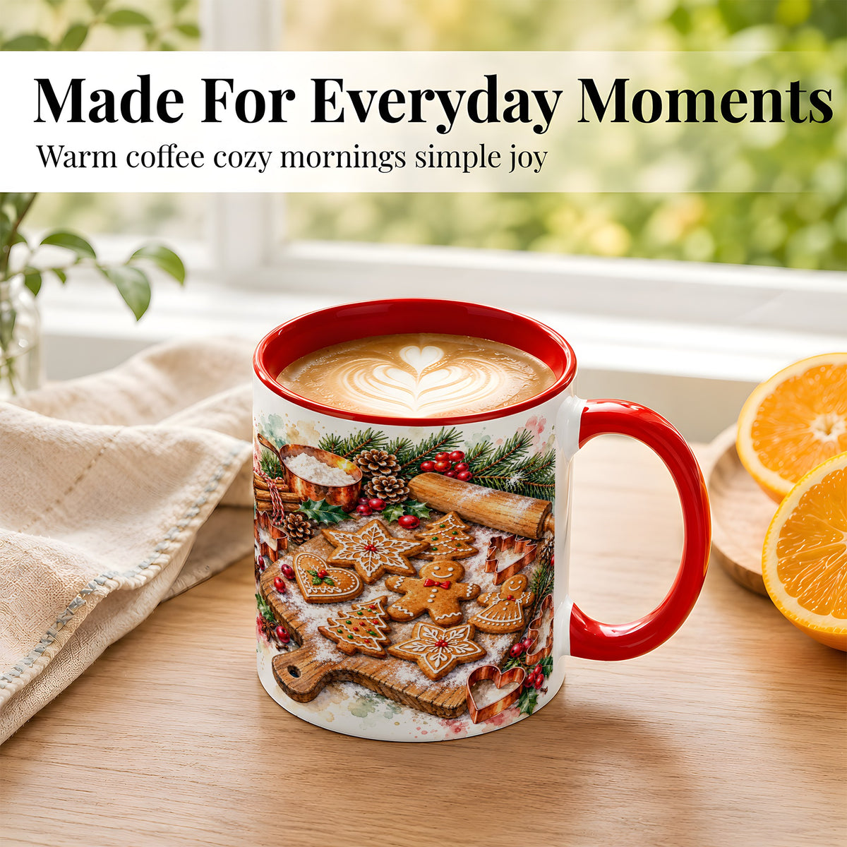 #pl[11oz|Red] Christmas Baking Coffee Mug, Gingerbread Cookie Mug, Ceramic Cup
