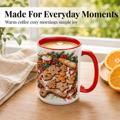 #pl[15oz|Red] Christmas Baking Coffee Mug, Gingerbread Cookie Mug, Ceramic Cup