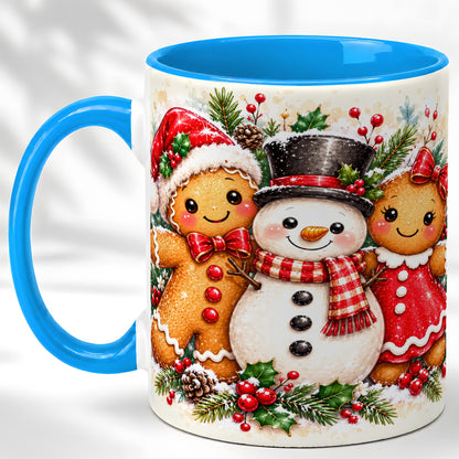 #pl[11oz|Blue] Gingerbread Snowman Coffee Mug, Christmas Cookie Mug, Ceramic Cup