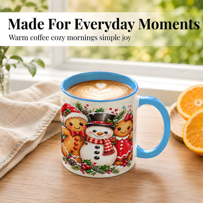#pl[11oz|Blue] Gingerbread Snowman Coffee Mug, Christmas Cookie Mug, Ceramic Cup