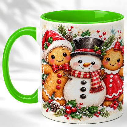#pl[11oz|Green] Gingerbread Snowman Coffee Mug, Christmas Cookie Mug, Ceramic Cup