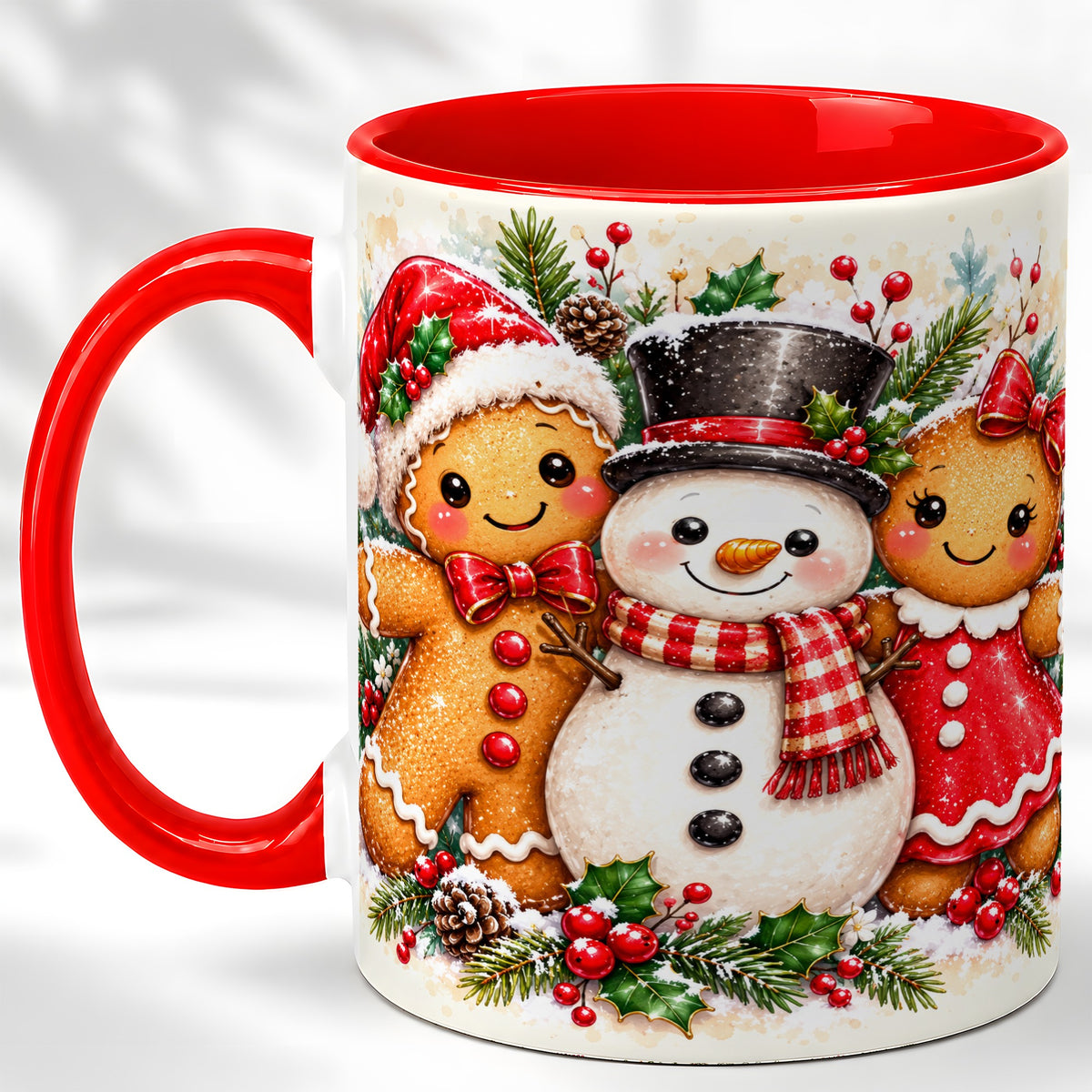 Gingerbread Snowman Coffee Mug, Christmas Cookie Mug, Ceramic Cup