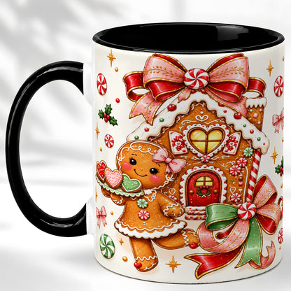 #pl[11oz|Black] Gingerbread House Coffee Mug, Christmas Cookie Mug, Ceramic Cup