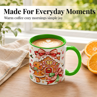 #pl[11oz|Green] Gingerbread House Coffee Mug, Christmas Cookie Mug, Ceramic Cup