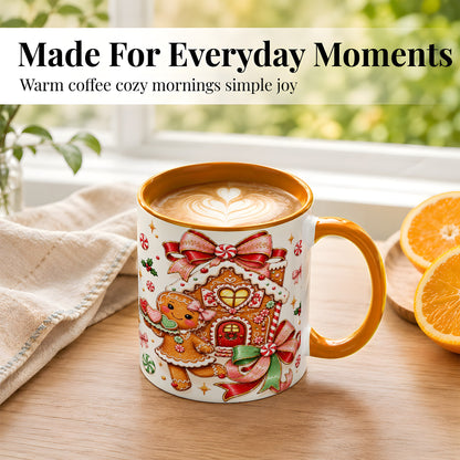 #pl[11oz|Orange] Gingerbread House Coffee Mug, Christmas Cookie Mug, Ceramic Cup