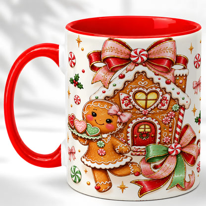 Gingerbread House Coffee Mug, Christmas Cookie Mug, Ceramic Cup