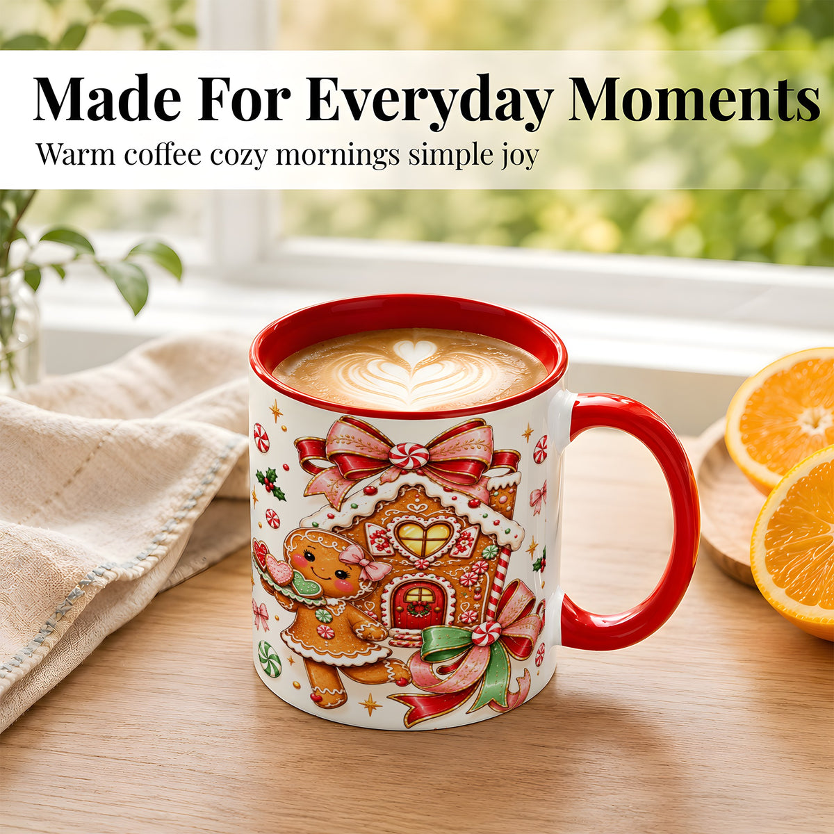 #pl[11oz|Red] Gingerbread House Coffee Mug, Christmas Cookie Mug, Ceramic Cup
