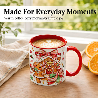 #pl[11oz|Red] Gingerbread House Coffee Mug, Christmas Cookie Mug, Ceramic Cup