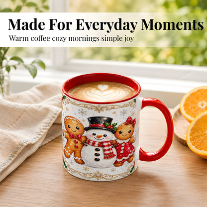 #pl[11oz|Red] Gingerbread Snowman Coffee Mug, Jeweled Christmas Mug, Ceramic Cup