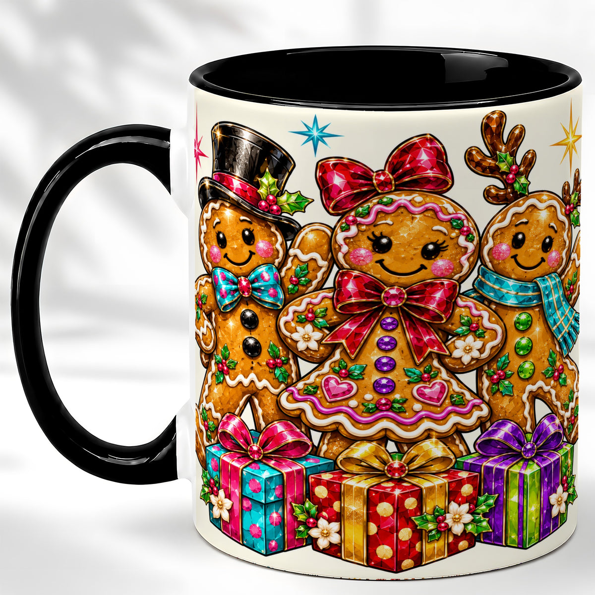 #pl[11oz|Black] Gingerbread Friends Coffee Mug, Christmas Cookie Mug, Ceramic Cup